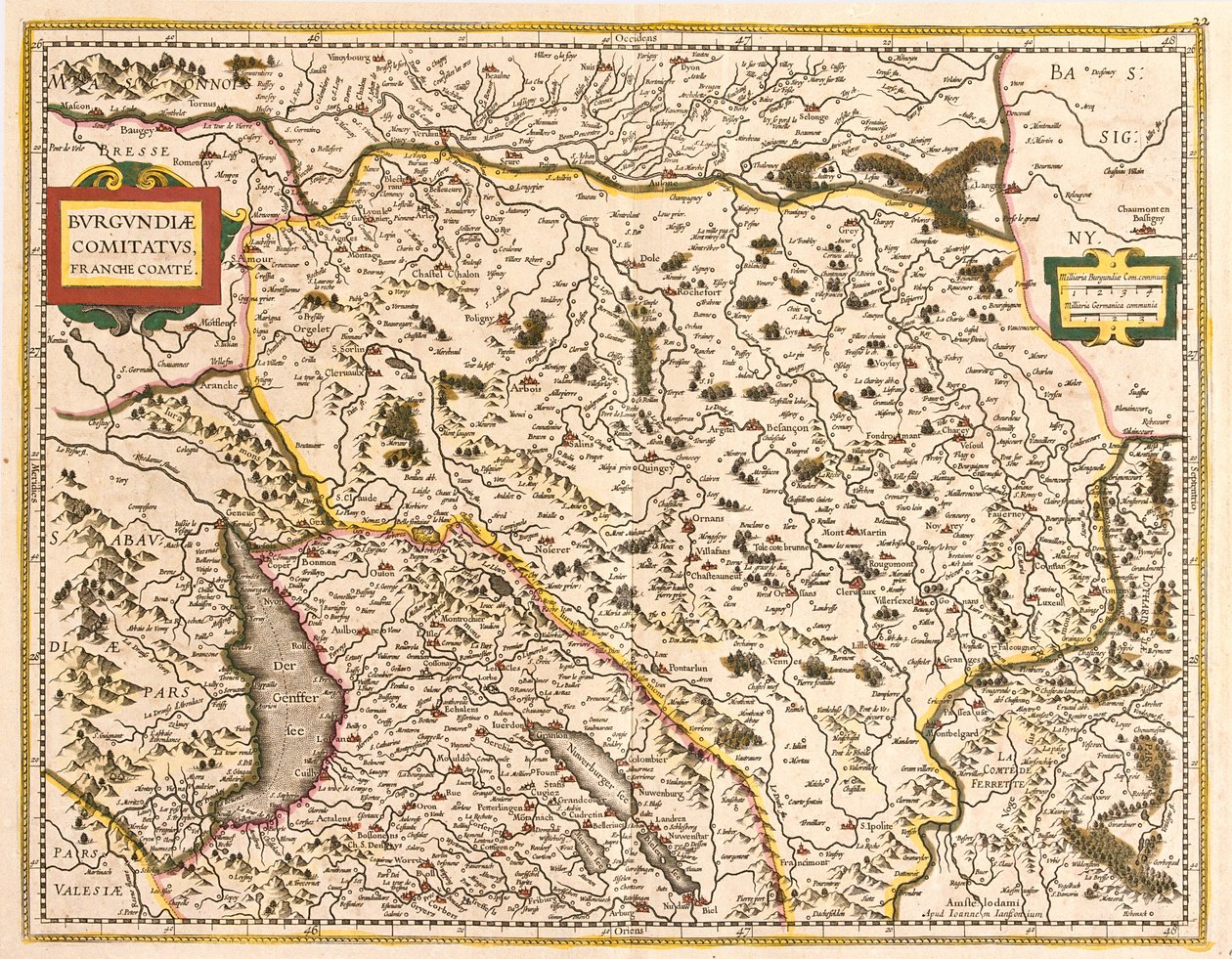 Map of the Franche Comte (France) by Frederick de Wit