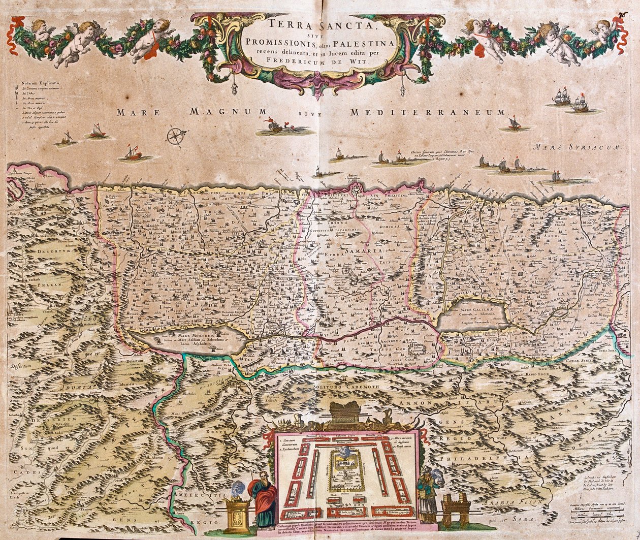 Map of the Holy Land (Israel, Palestine) by Frederick de Wit