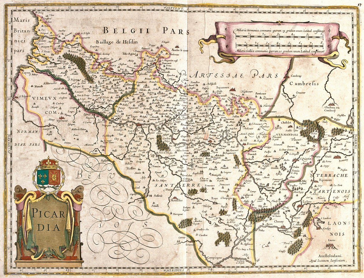 Map of the Province of Picardie (France) (etching) by Frederick de Wit