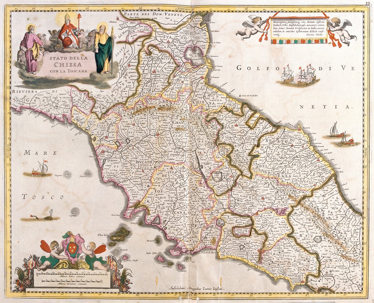 Map of the States of the Church in Tuscany, Italy by Frederick de Wit