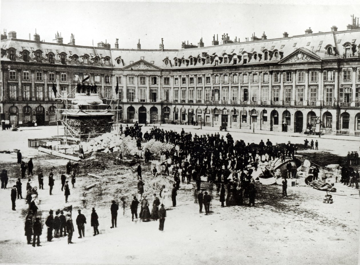 Destruction of the Vendome Column during the Commune, 1871 by French Photographer