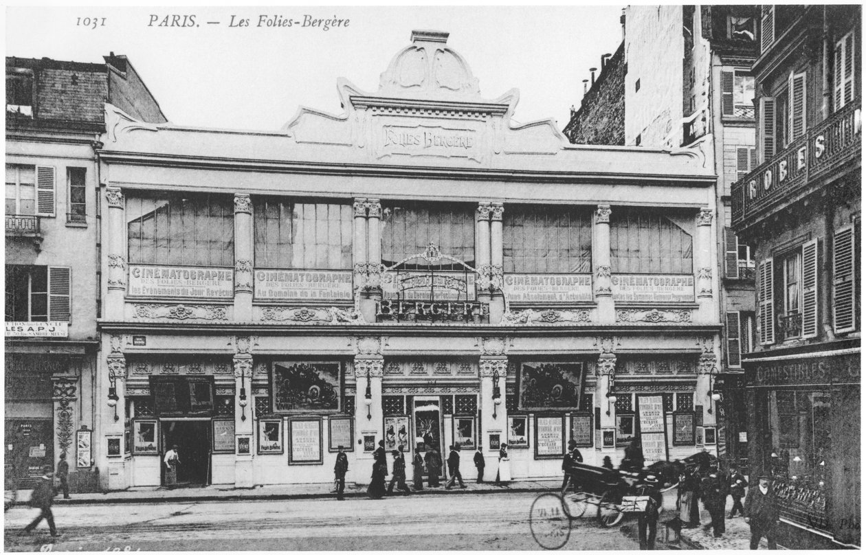 Postcard depicting the Folies Bergere, rue Richer, Paris, c.1900 by French Photographer