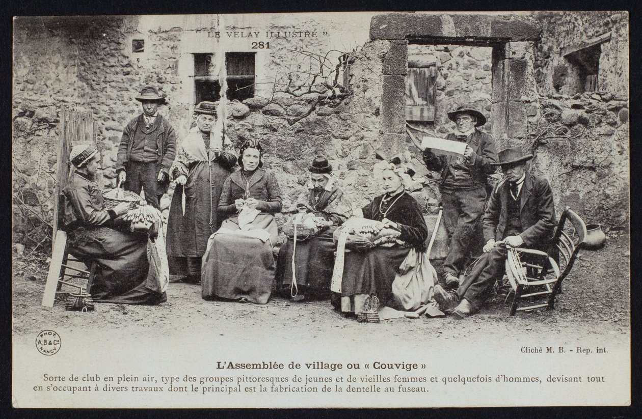 Villagers Meeting or Couvige, Le Puy-en-Velay, c.1900 by French Photographer