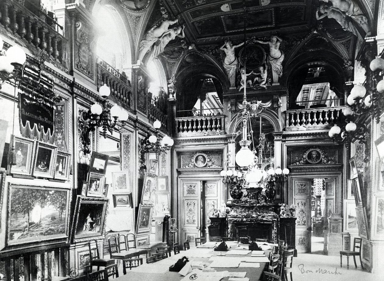 Reading Room and Art Gallery of the Bon Marché Department Stores, Paris, late 19th century by French Photographer