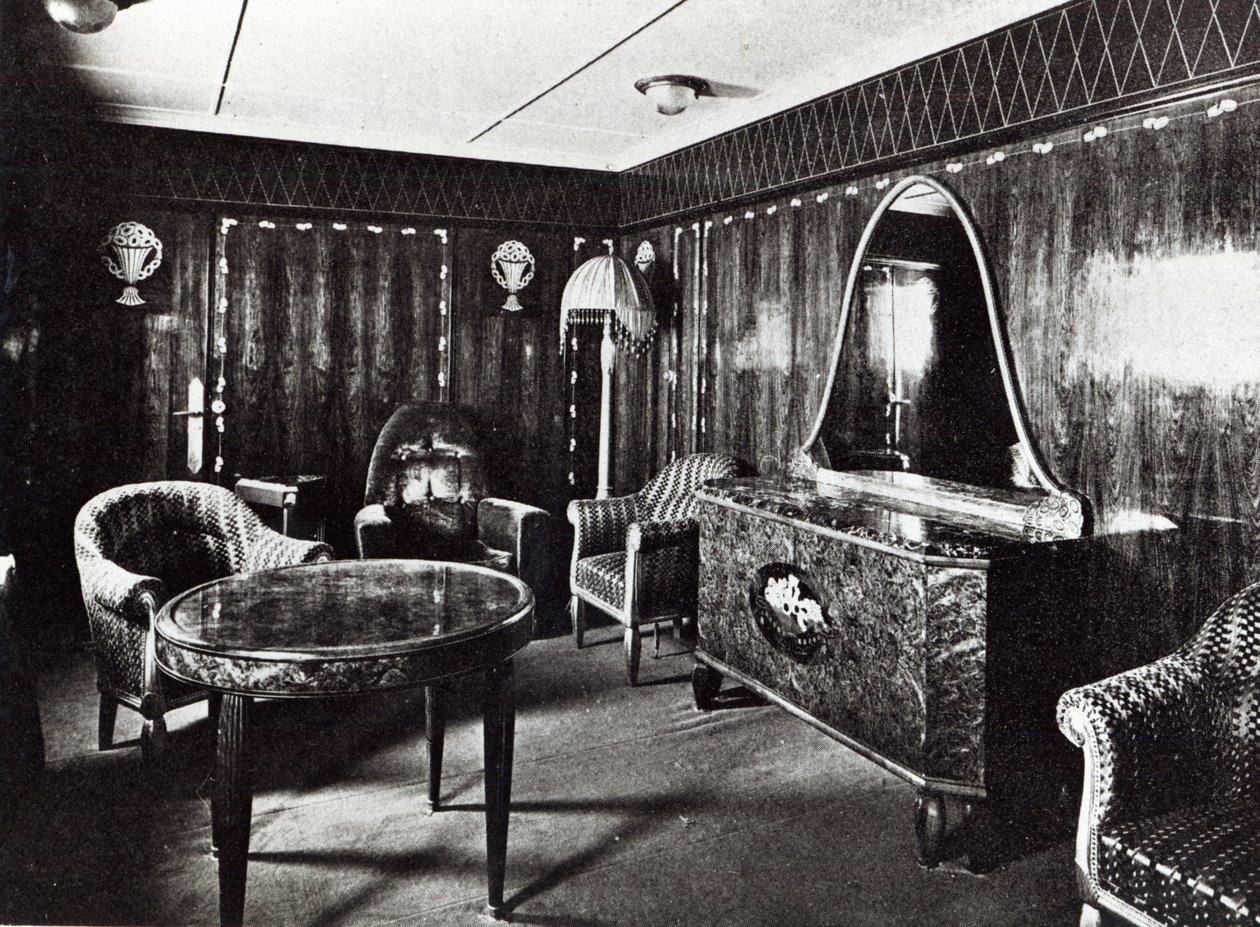 Saloon of a Luxury Apartment in the Ocean Liner Paris, July 1921 by French Photographer