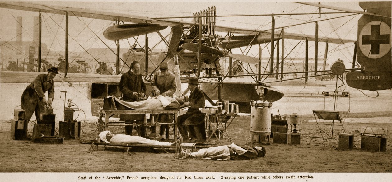 Staff of the Aerochir, French aeroplane designed for Red Cross work by French Photographer