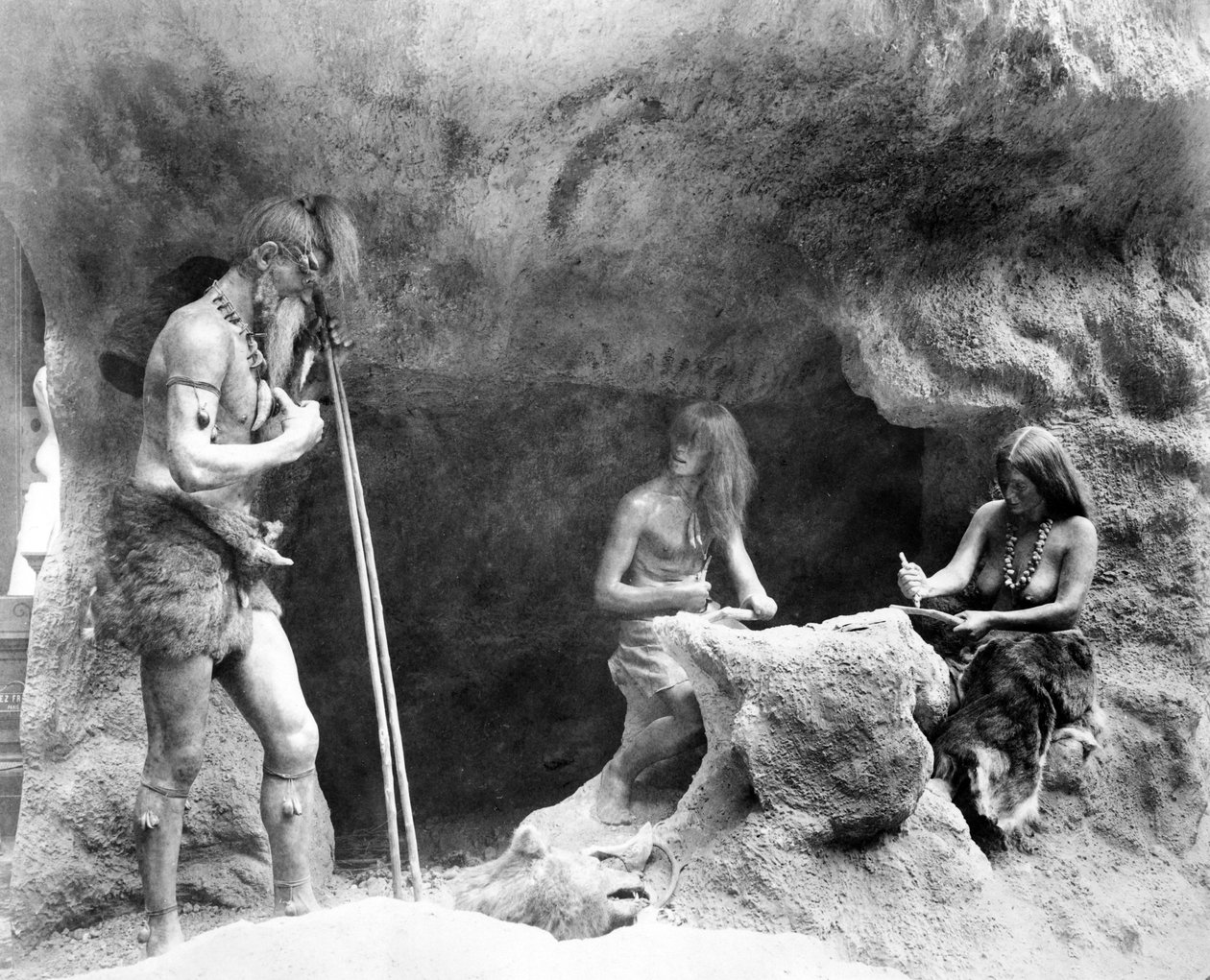 Stone Age People Making Flint Instruments, Paris Exhibition, 1889