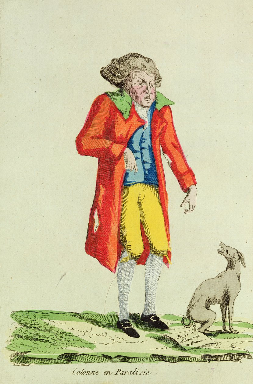 Caricature of Calonne paralysed by French School