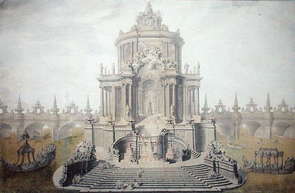 Decoration design for the celebration of the marriage of the Dauphin Louis of France 1745 by French School