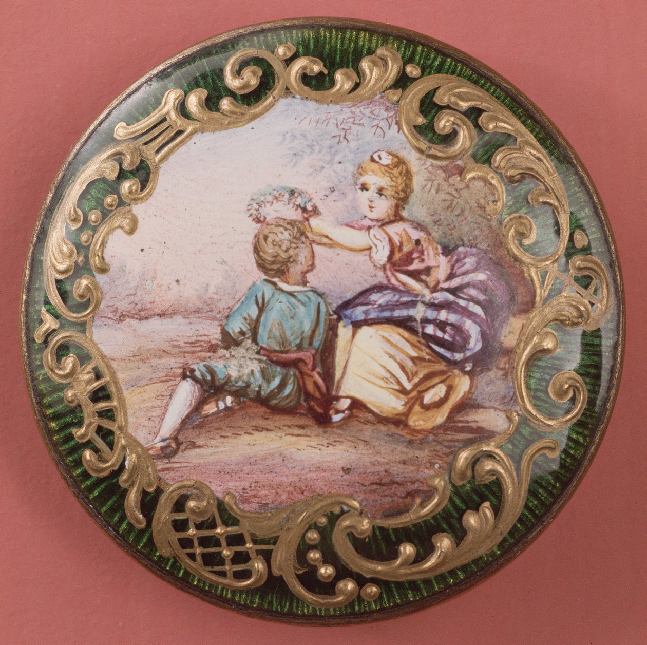 Enamelled and gilt button, French, mid-19th century by French School