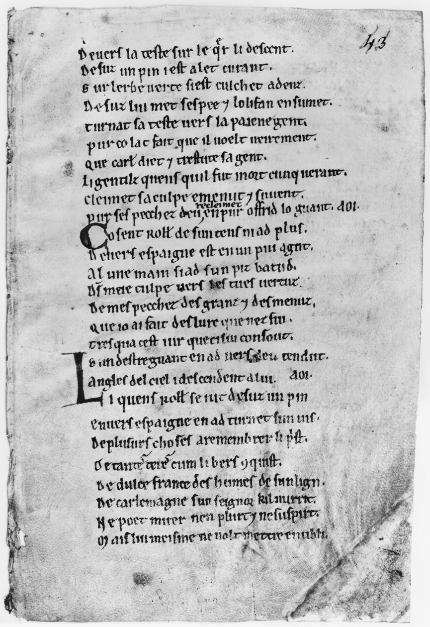 The Song of Roland (Fol.43) by French School
