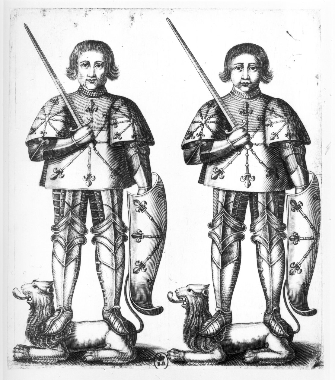 Foulques III Nerra (or the Black) (970-1040) and Geoffroy II Martel (1005-60) by French School