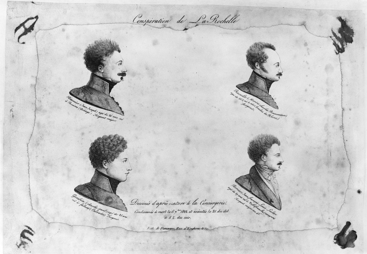 La Rochelle plot, portraits of the four sergeants, after 1822