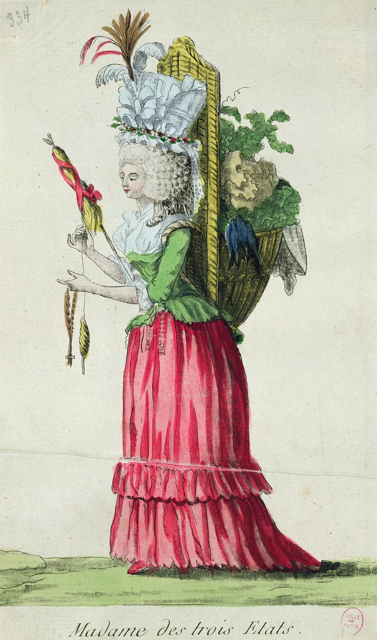 Madame des Trois Etats, caricature on the Three Estates of France before the Revolution by French School