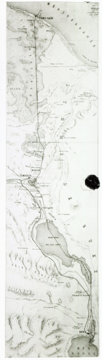 Map of the Suez Canal, c.1869 by French School