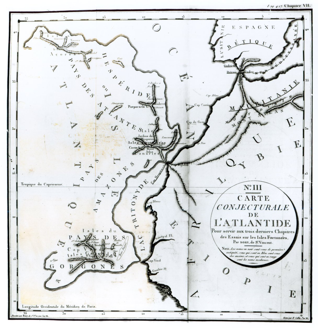 No. III Conjectural Map of the Island of Atlantis, Drawn by Bory of St ...