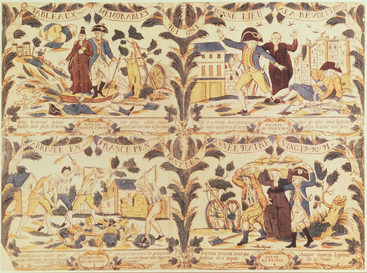 Popular Imagery Highlighting the Principal Causes of the Revolution in France, c.1792 by French School