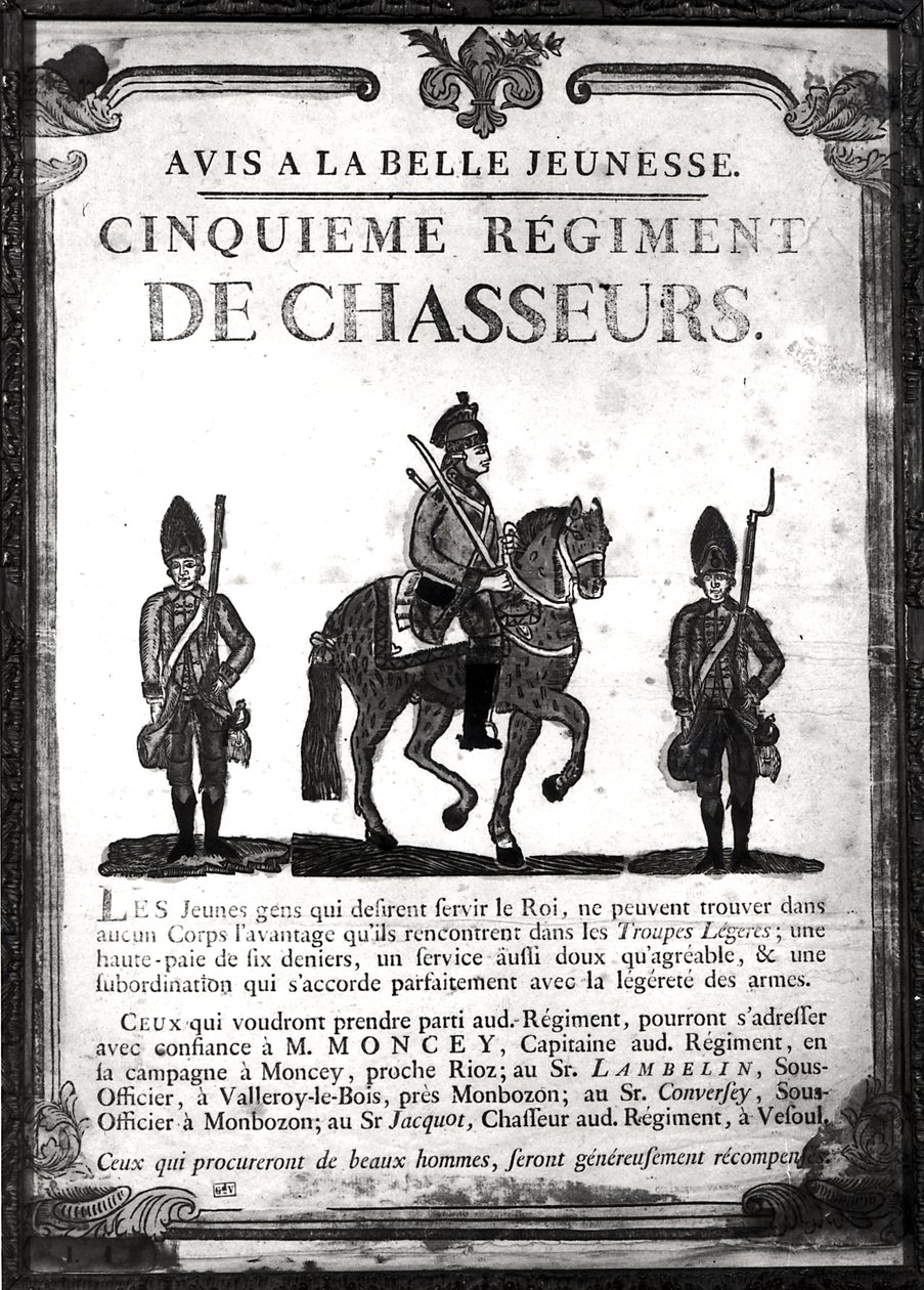 Recruitment poster for the Fifth Regiment by French School