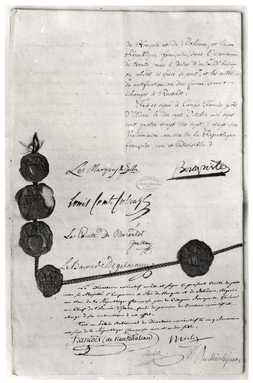 The Treaty of Campo Formio, Signed by Napoleon Bonaparte, 17th October 1797 by French School