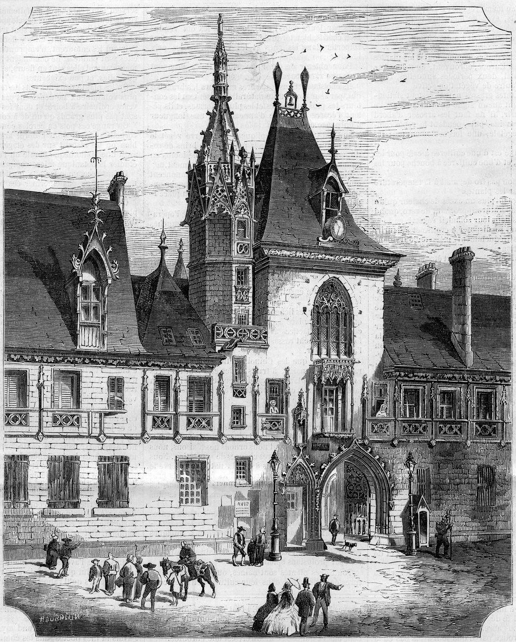 15th century Gothic architecture: facade of the inner courtyard of the house of Jacques Coeur (1395-1456), French trader. Bourges, Cher (18) by French School