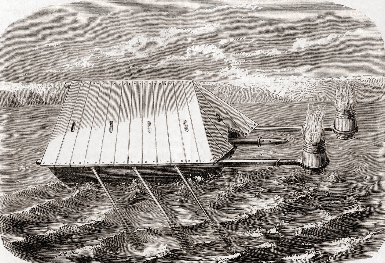 A Greek fire ship, after a drawing in a 13th century Latin manuscript ...