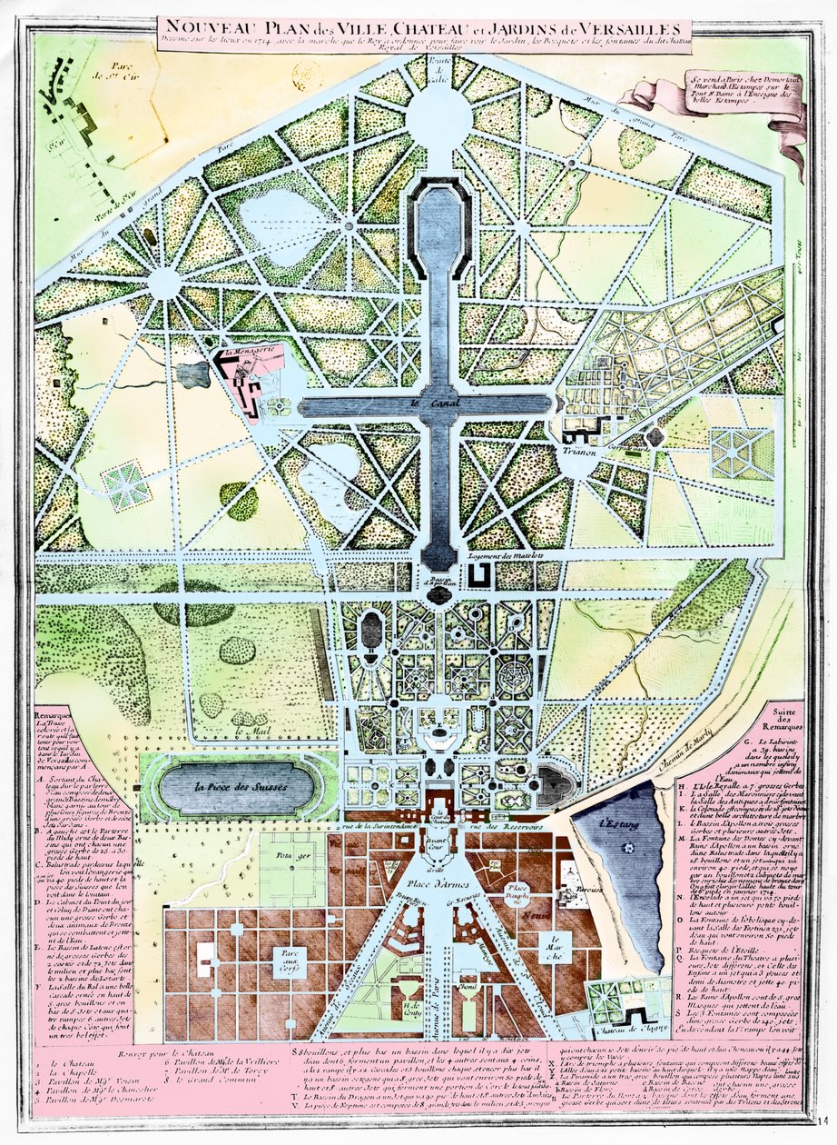 A New Plan of the Town, Château and Gardens of Versailles, 1714 by French School