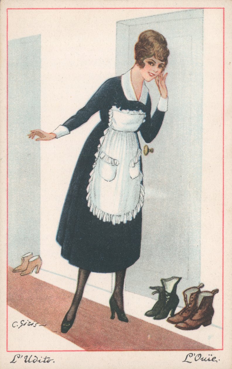 A Maid Listening at a Door by French School