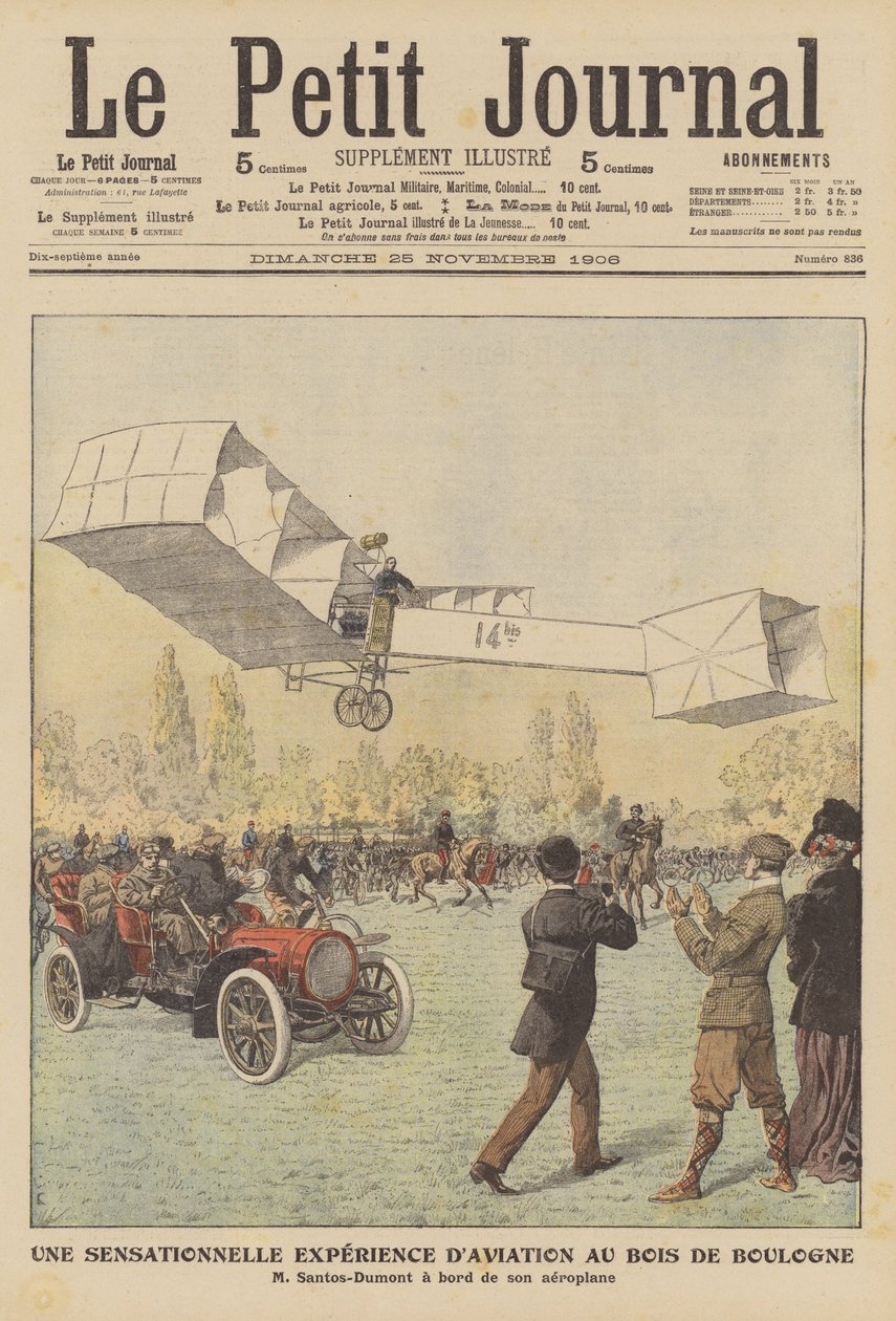 A sensational flight in the Bois de Boulogne, Paris by French School