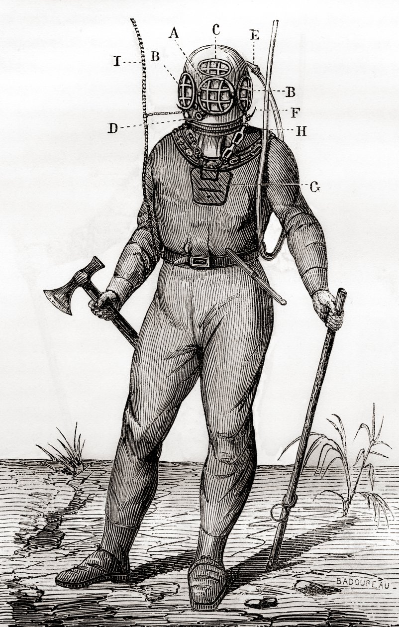 A Standard Diving Suit Patented by Joseph-Martin Cabirol in 1855, from 