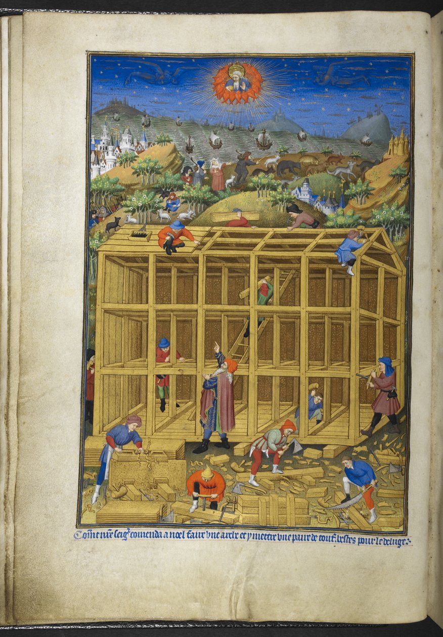 The building of Noah’s Ark, from the Book of Hours (The Bedford Hours) by French School