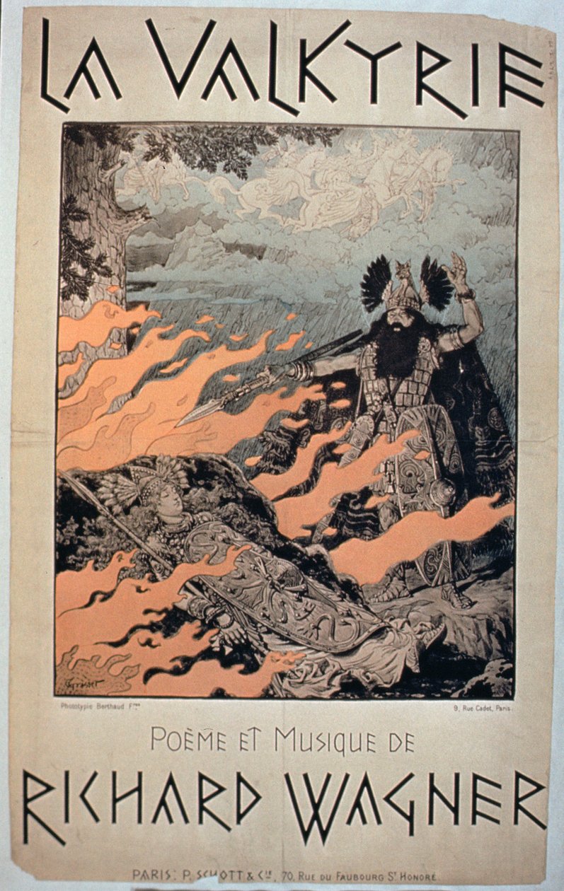 Advertisement for The Valkyrie, Poems and Music by Richard Wagner by French School