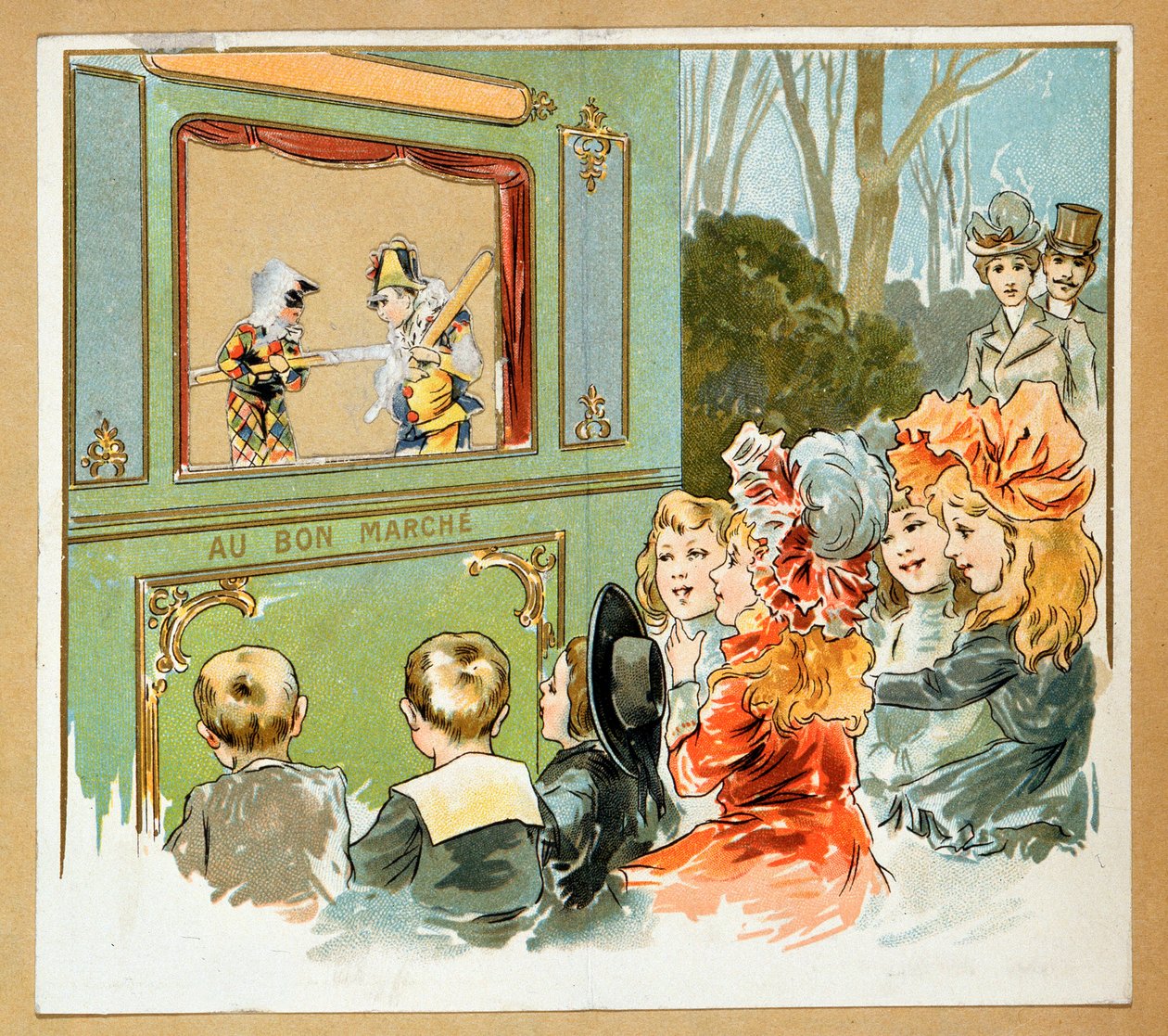 Advertising for Department Stores "Le Bon Marche" Representing a Group of Children Watching a Show, 20th century by French School