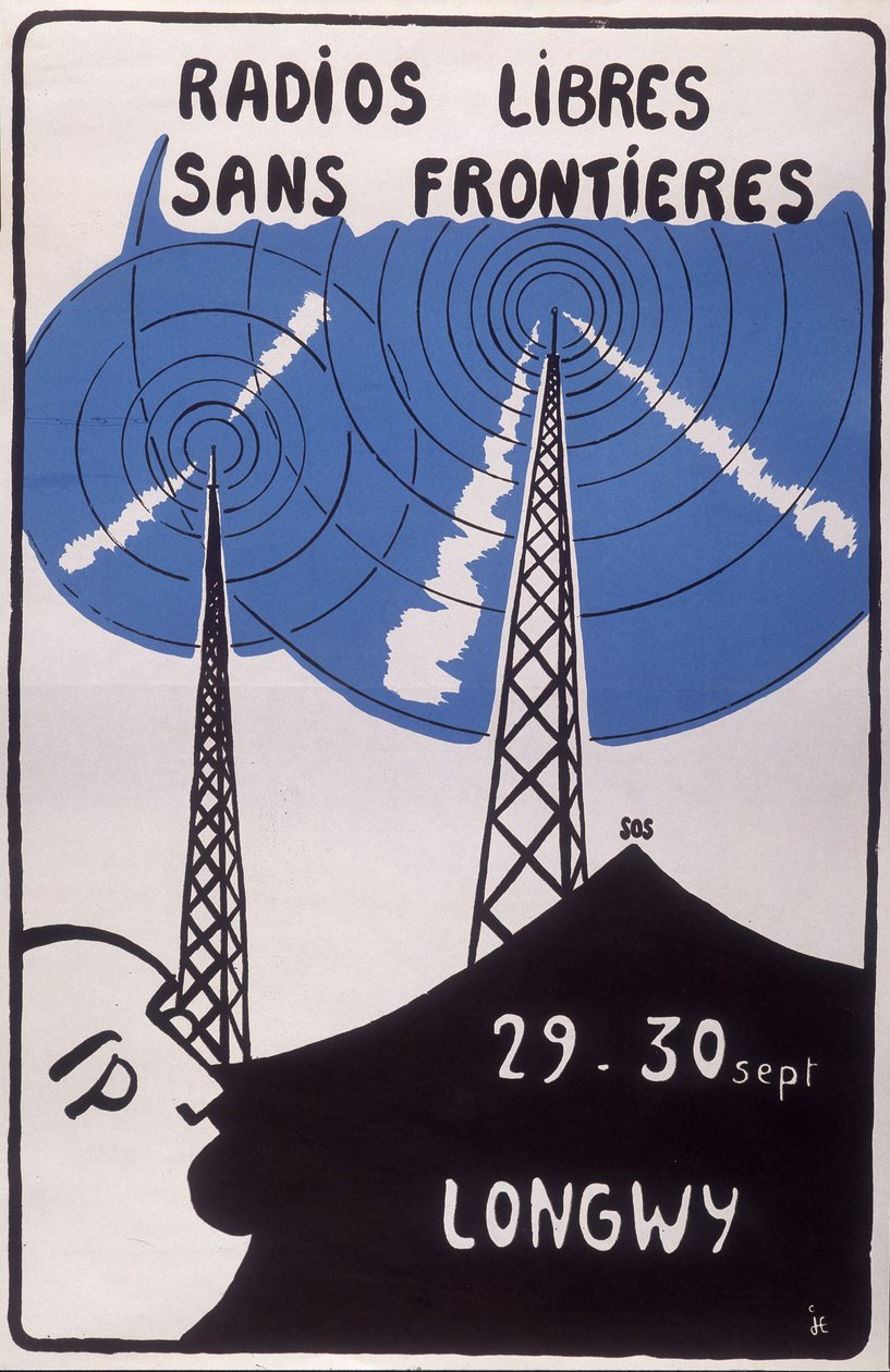 Advertising for free radio stations without borders in Longwy by French School