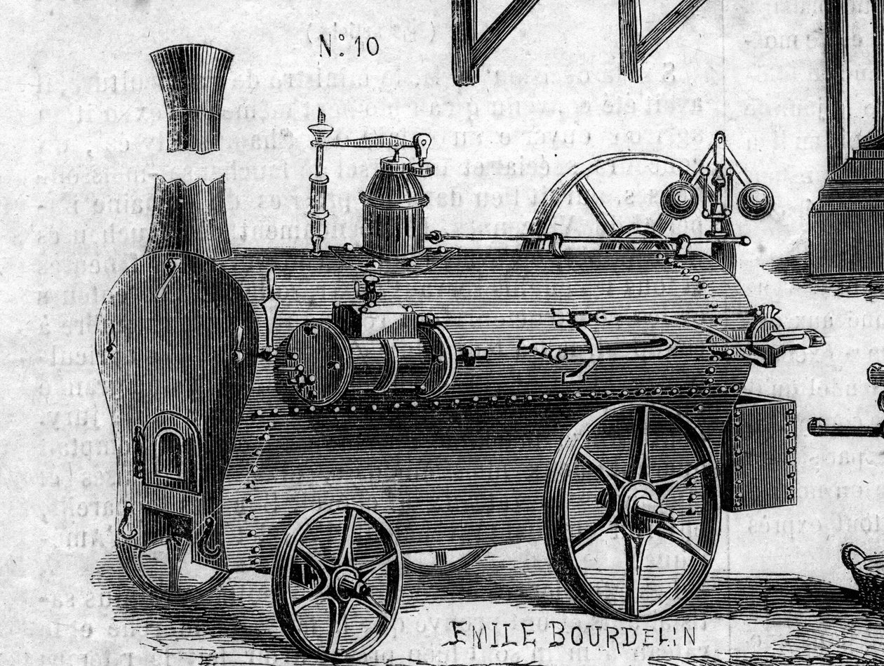 Agricultural Machine: Locomobile Presented at the Paris Agricultural Competition in 1860 (Engraving in 