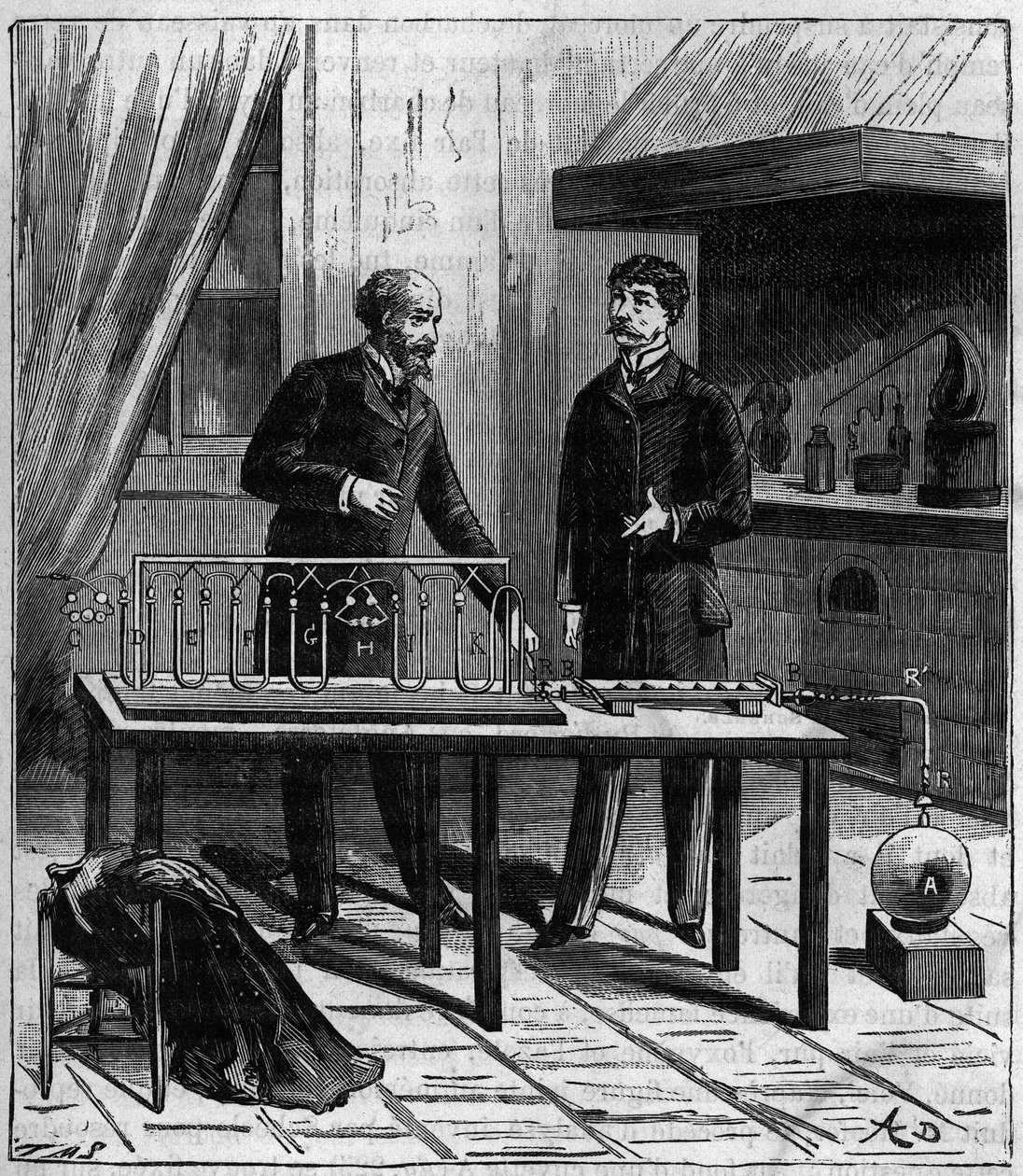 Air analysis equipment used by French chemists Dumas and Boussingault in the mid-19th century to determine the relative proportions of the gases in air - Analyse de l