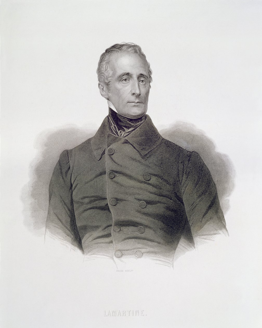 Alphonse de Lamartine, Engraved by Pierre Pelee by French School
