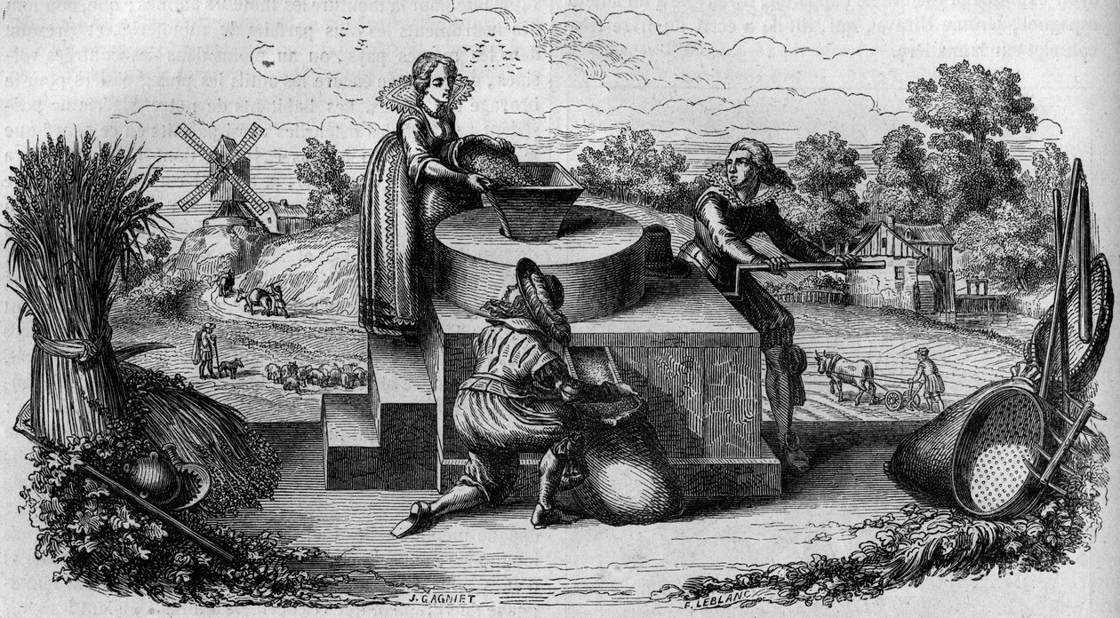 An arm mill in the 17th century in Germany by French School