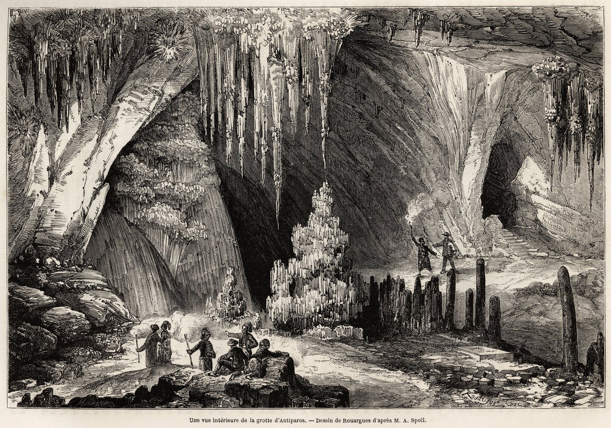An internal view of the cave of Antiparos, island of the Cyclades by French School