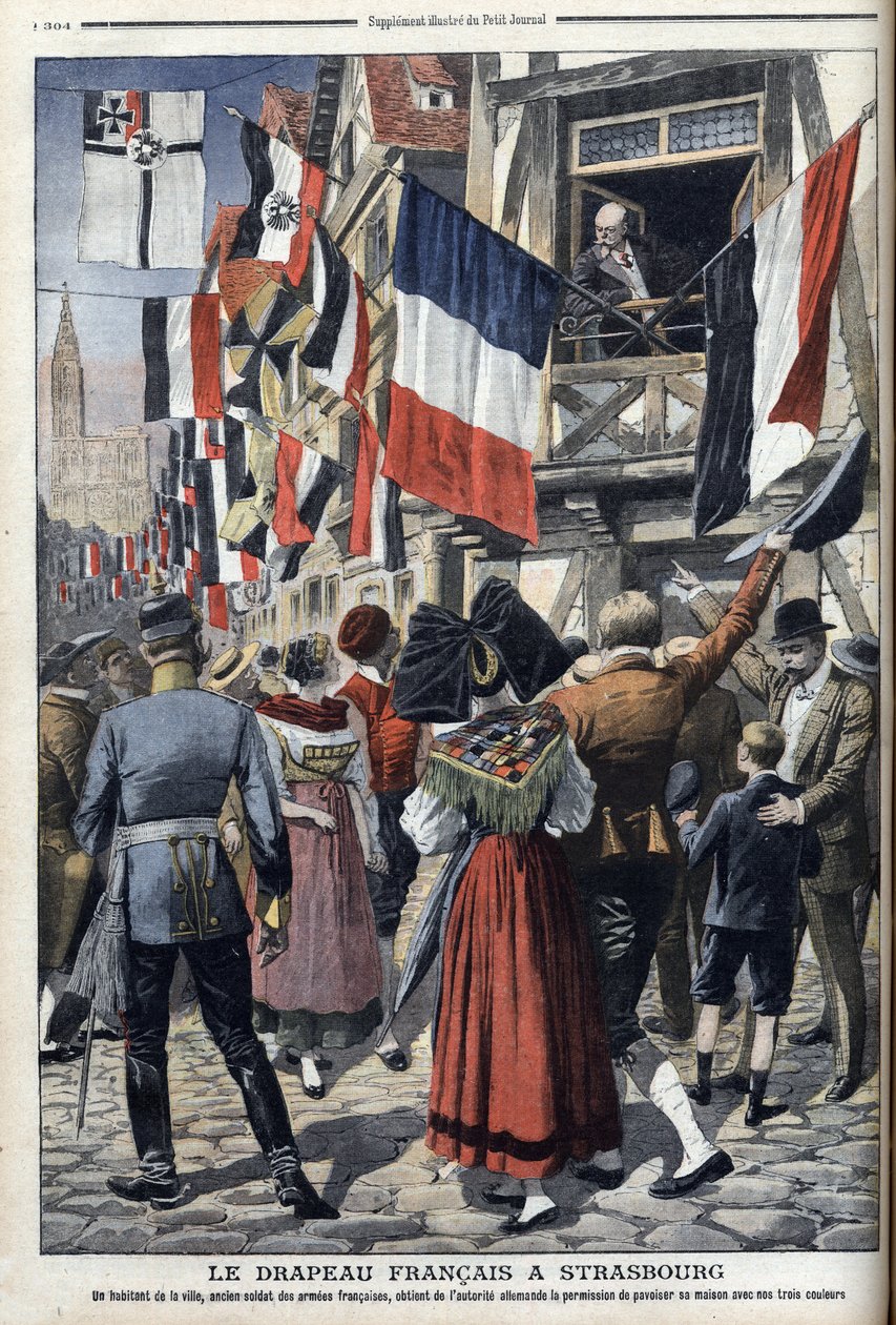 An old French soldier in German-occupied Strasbourg is permitted to display the French flag - 
