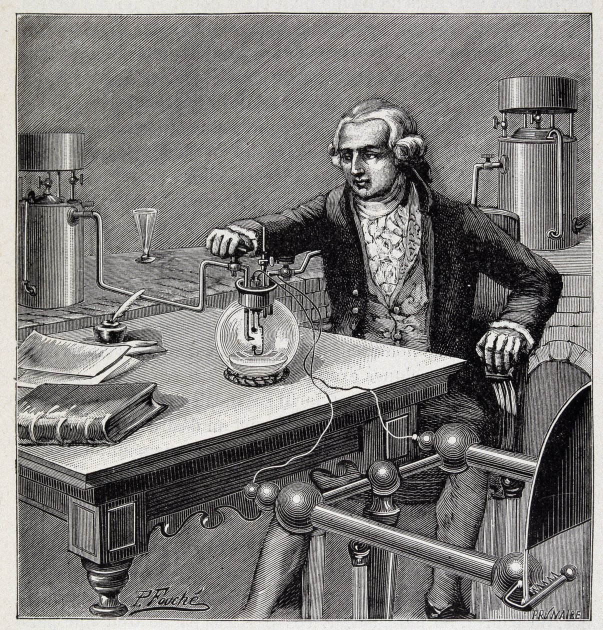 Antoine Laurent de Lavoisier (1743-1794) leading an experiment - in 