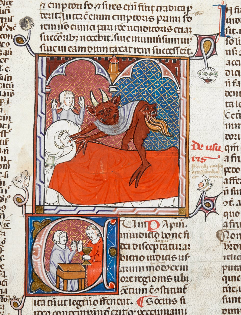 A devil or demon on the bed of a dead person, illustration from ...