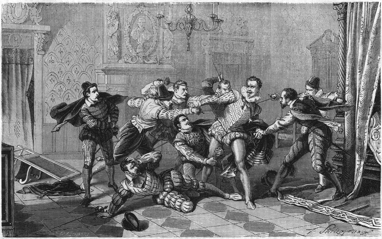 Assassination of Henry I of Lorraine, Duke of Guise known as the Balafré (1550-1588), December 23 by French School
