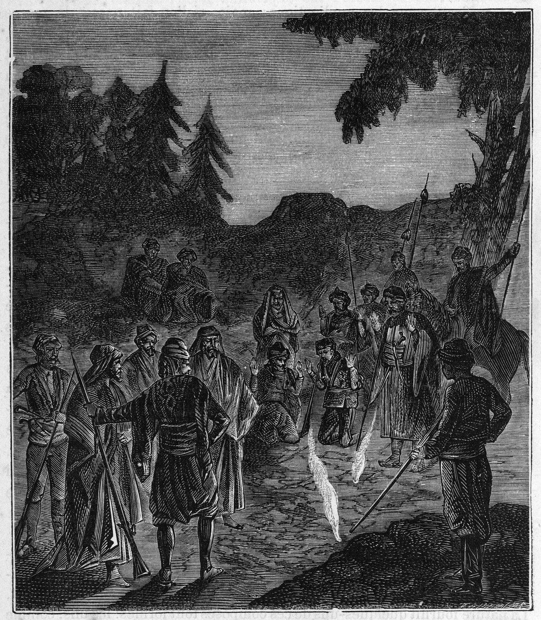 Ateshgah of Baku - fire worshippers temple in Azerbaijan - Engraving in 