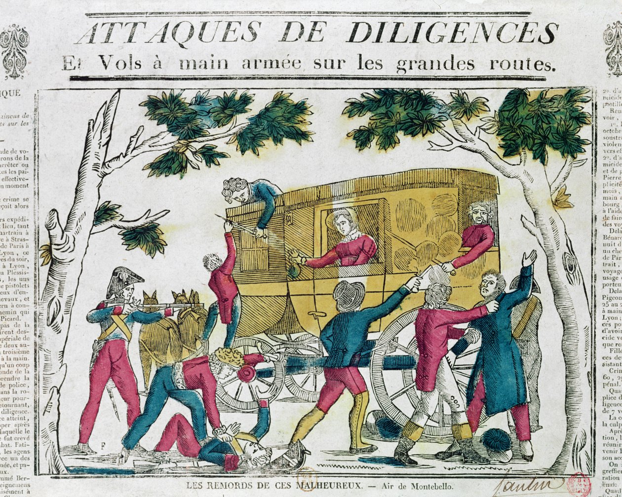 Attack on the Diligence from Paris to Lyon on 25th July 1822 by French School