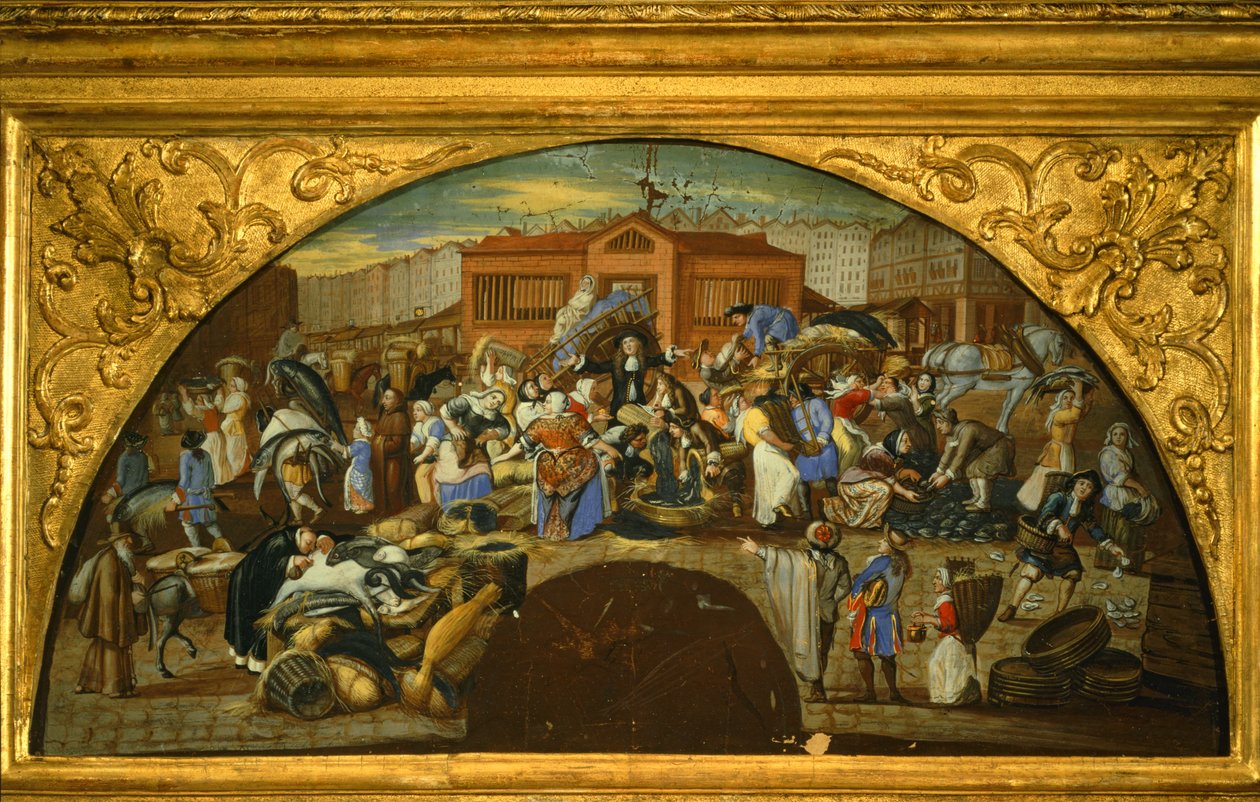 Auction Sale of Fish at Les Halles in Paris by French School