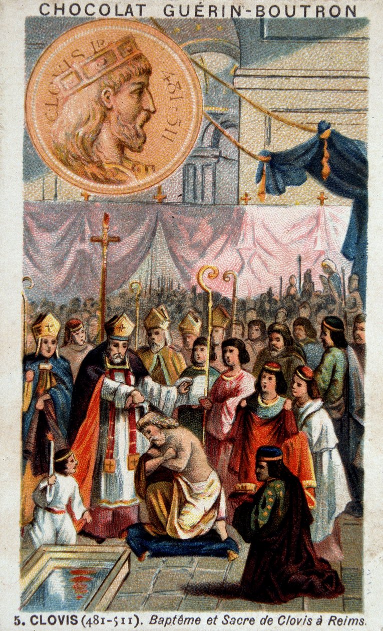 Baptism and Coronation of Clovis in the Cathedral of Reims, December 25, 496, by Saint Remi, Bishop of Reims by French School