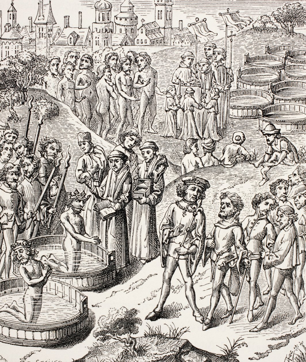 Baptism of the Saxons conquered by Charlemagne, from Military and Religious Life in the Middle Ages by Paul Lacroix, published London c.1880 by French School