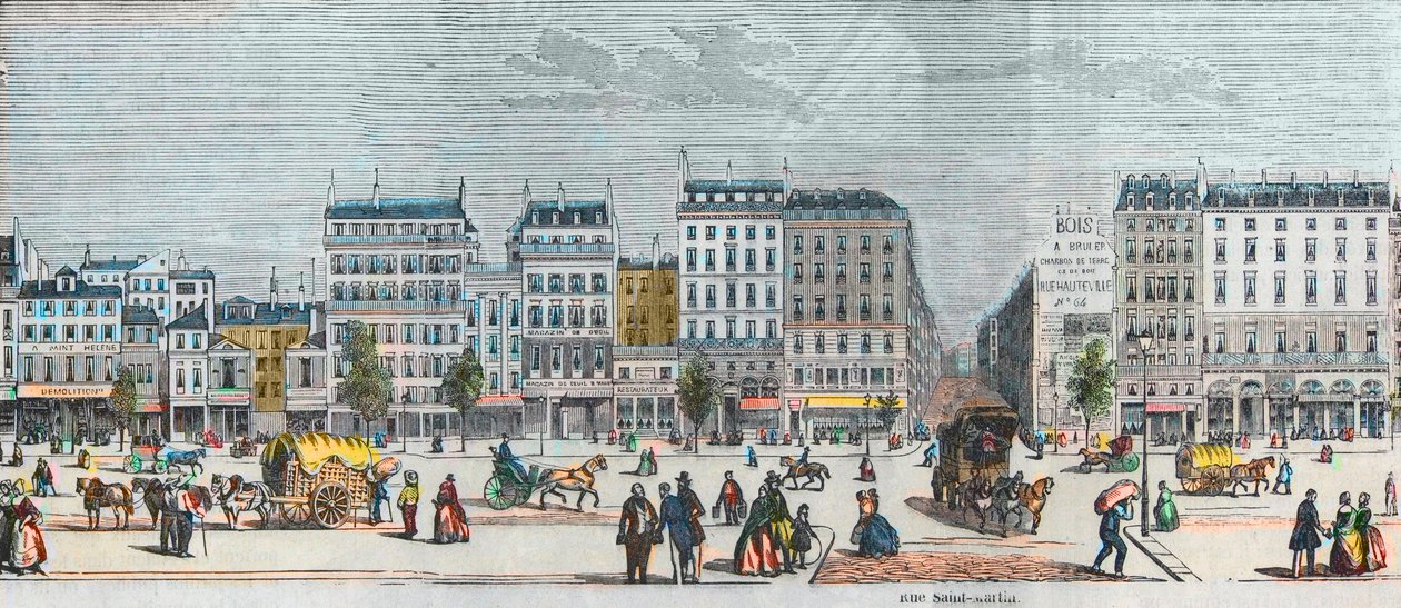 Boulevard Saint-Denis South Side - Rue Saint Martin - Engraving in 