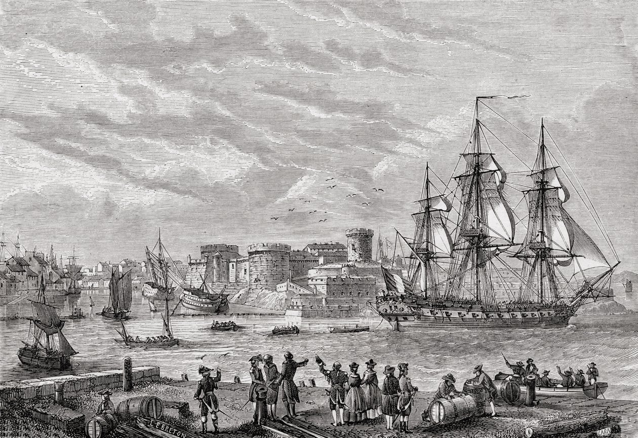 Brest in 1791, engraved by Le Breton, from 