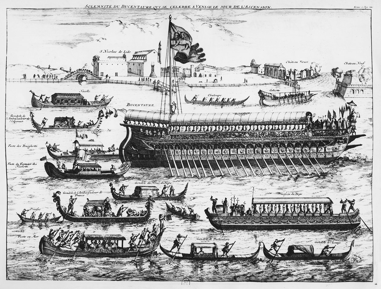 Bucentaur in Venice on the Day of Ascension (engraving) by French School